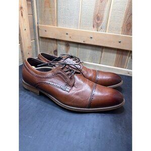 Stacy Adams Mens Tan Brown Leather Cap Toe Oxford Dress Shoes Size 15W